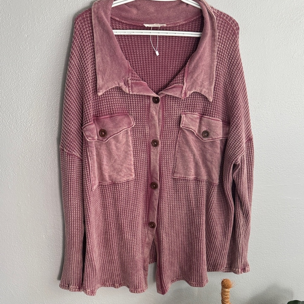 BUCKETLIST Dusty Rose Button Down Shirt